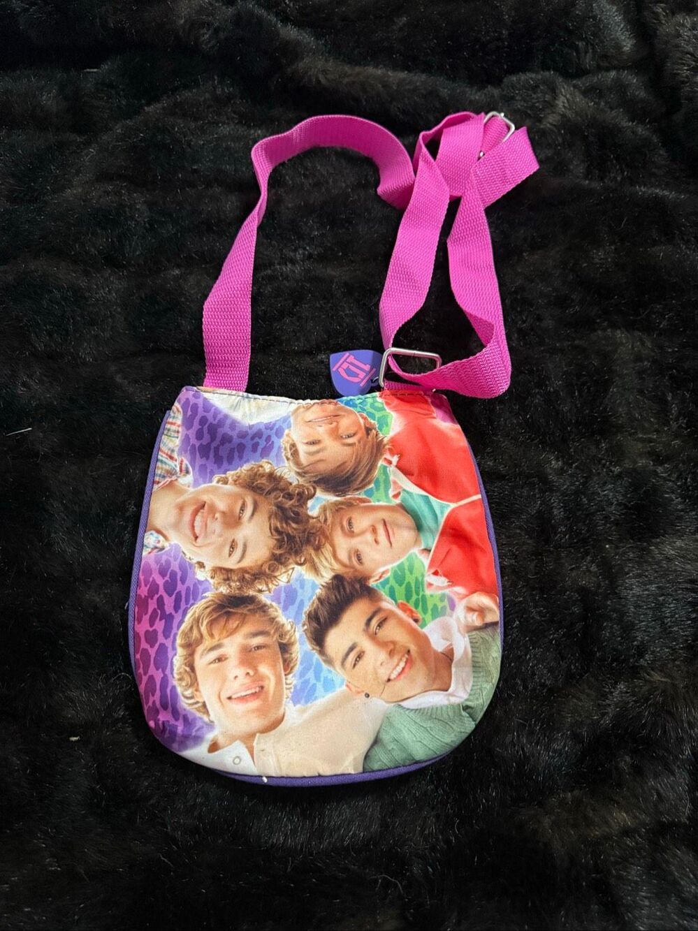 One Direction Girls Purse Cross Body Tote Bag Handbag Pink Purple 1D